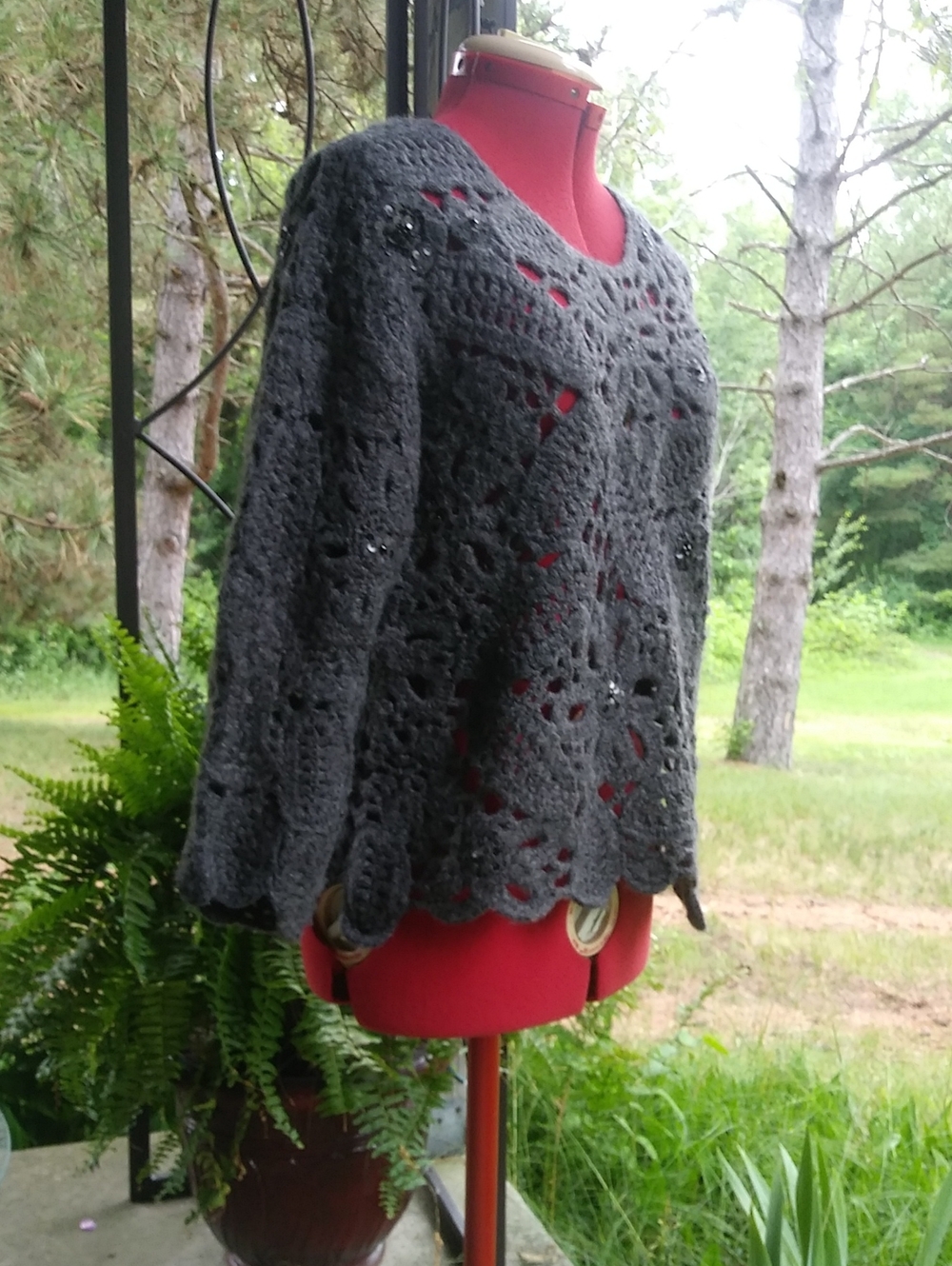 WHBM Crochet Embellished Sweater Top
